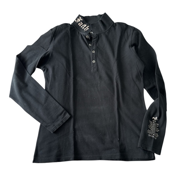 Faith Other - Faith authentic Black Long Sleeve Shirt with Embroidered Collar | USA XL